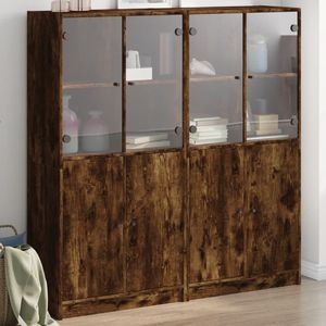 vidaXL - Boekenkast - met - deurenx37x142 - cm - hout - gerookt - eikenkleurig