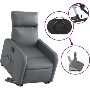 vidaXL Sta-op-Massagestoel - Grijs - Kunstleer - Elektrisch Verstelbaar