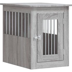 vidaXL - Hondenbench - 45x62x59 - cm - bewerkt - hout - grijs - sonoma