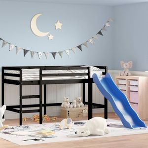 vidaXL - Kinderhoogslaper - Zwart - Grenenhout