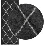 vidaXL Vloerkleed PAMPLONA - Shaggy - Zwart en Crème - 100% Polypropeen