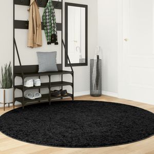 vidaXL Vloerkleed OVIEDO laagpolig Ø 200 cm zwart
