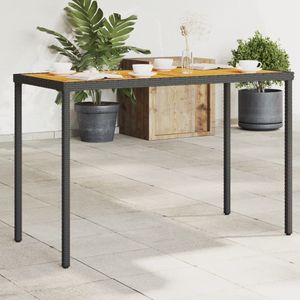 vidaXL - Tuintafel - Zwart - Poly Rattan - Acaciahouten Blad