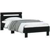 vidaXL Bedframe met hoofdbord en LED-verlichting zwart 75x190 cm - 838751