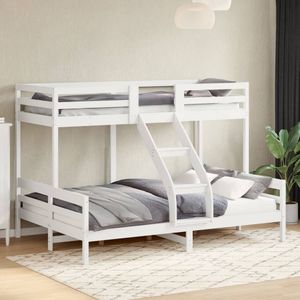 vidaXL Stapelbed massief grenenhout wit 90x200/140x200 cm