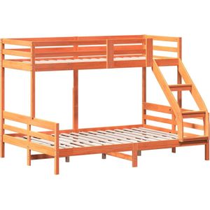 vidaXL - Stapelbed - Wasbruin - Massief Grenenhout - 80x200/140x200 cm