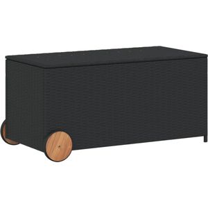 Tuinbox met wielen 190 L poly rattan zwart