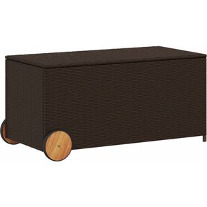 vidaXL Tuinbox met wielen 190 L poly rattan bruin