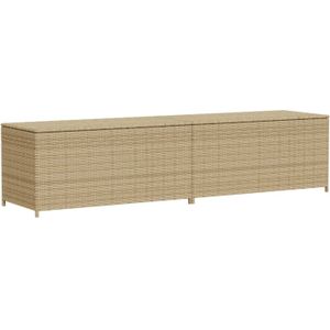 vidaXL Tuinbox met wielen 469 L poly rattan gemengd beige