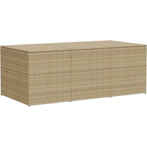 Tuinbox met wielen 984 L poly rattan gemengd beige