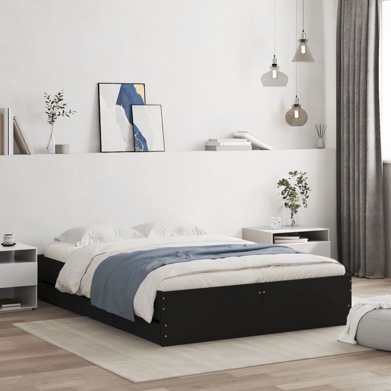 vidaXL Bedframe met hoofdbord metaal zwart 90x200 cm