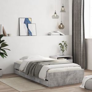vidaXL - Bedframe - met - lades - bewerkt - hout - betongrijsx200 - cm