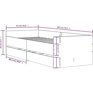 vidaXL - Bedframe - met - lades - gerookt - eikenkleurigx200 - cm