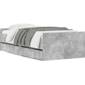 vidaXL Bedframe met lades betongrijs 100x200 cm