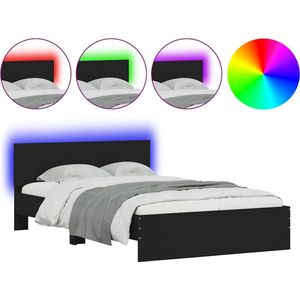 vidaXL Bedframe met hoofdeinde en LED zwart