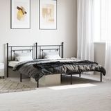 vidaXL - Bedframe - met - hoofdbord - metaal - zwart - 183x213 - cm