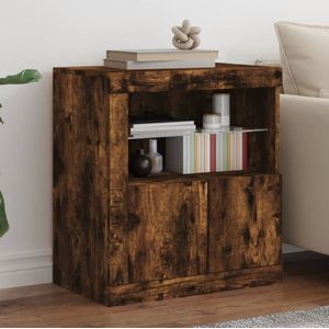 vidaXL Dressoir met LED-verlichting 60,5x37x67 cm gerookt eikenkleur