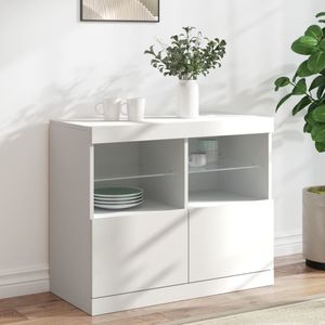 vidaXL - Dressoir - Wit - Bewerkt Hout - Met LED-Verlichting