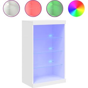 vidaXL - Dressoir - Wit - Bewerkt Hout - Met LED-verlichting