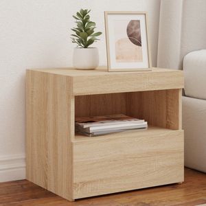 vidaXL Nachtkastjes - LED - 2 Stuks - Eikenkleurig - Hout