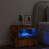 vidaXL Nachtkastje met LED-verlichting 50x40x45 cm gerookt eikenkleur