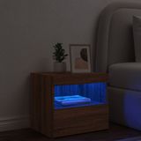 vidaXL Nachtkastje met LED-verlichting 50x40x45 cm bruin eikenkleur