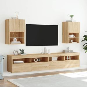 TV-Schränke mit LED-Leuchten 2 Stk. Sonoma-Eiche 40,5x30x60 cm Vidaxl