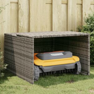 vidaXL Garage voor robotmaaier 86x90x52/57 cm poly rattan grijs