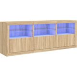vidaXL Sideboard mit LED-Leuchten Sonoma-Eiche 181,5x37x67 cm