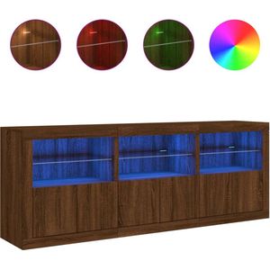 vidaXL Dressoir met LED-verlichting 181,5x37x67 cm bruineikenkleurig, opbergkast, dressoirkast, gangkast, buffet, keukenkast, woonkamerkast