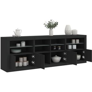 vidaXL Dressoir met LED-verlichting 202x37x67 cm zwart
