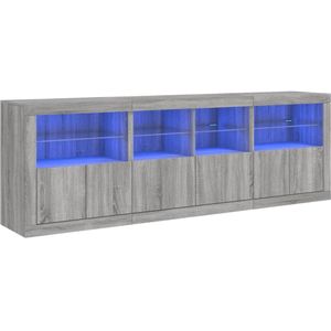 vidaXL Dressoir met LED-verlichting 202x37x67 cm grijs sonoma eiken