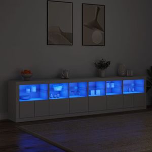 vidaXL - Dressoir - Wit - Bewerkt Hout - Met LED-Verlichting