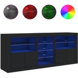 Vidaxl - Sideboard mit LED-Leuchten Schwarz 162x37x67 cm