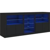 Vidaxl - Sideboard mit LED-Leuchten Schwarz 162x37x67 cm