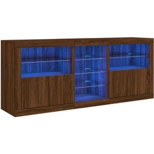 vidaXL - Dressoir - Bruin Eikenkleur - Hout - Inclusief LED-verlichting