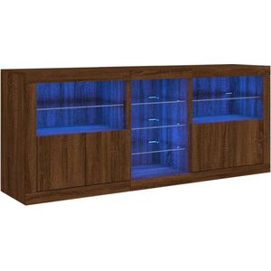 vidaXL Dressoir met LED-verlichting 181,5x37x67 cm bruin eikenkleur