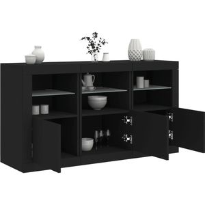 vidaXL Sideboard, Kommode mit LED-Leuchten Schwarz 123x37x67 cm