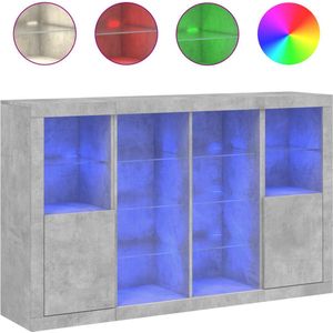 vidaXL - Dressoirs - Betongrijs - Bewerkte Hout - Met LED-Verlichting