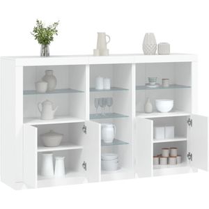 vidaXL - Dressoir - Wit - Bewerkt Hout - LED-Verlichting