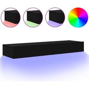 vidaXL Tv-meubel - Zwart - Bewerkt Hout - Met LED-Verlichting