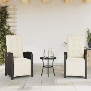 vidaXL - Tuinstoelen - 2 - st - verstelbaar - met - voetensteun - poly - rattan - zwart