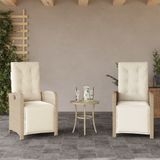 vidaXL Gartensessel mit Fußteil 2 Stk. Verstellbar Beige Poly Rattan