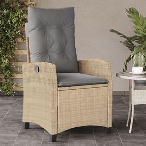 vidaXL - Tuinstoel - verstelbaar - met - kussens - poly - rattan - gemengd - beige