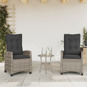 vidaXL - Tuinstoelen - Verstelbaar - Grijs - Poly Rattan - 2 Stuks