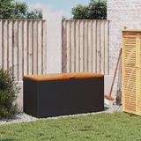 vidaXL Tuinbox 110x50x54 cm poly rattan en acaciahout zwart