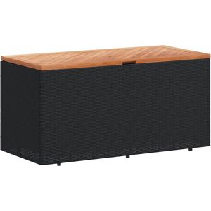 vidaXL Tuinbox 110x50x54 cm poly rattan en acaciahout zwart