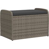 vidaXL Opbergbankje met kussen 80x51x52 cm poly rattan grijs