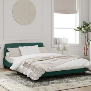 vidaXL Bedframe zonder matras 140x190 cm fluweel donkergroen
