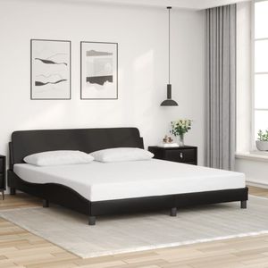 vidaXL Bedframe met hoofdbord kunstleer zwart 180x200 cm